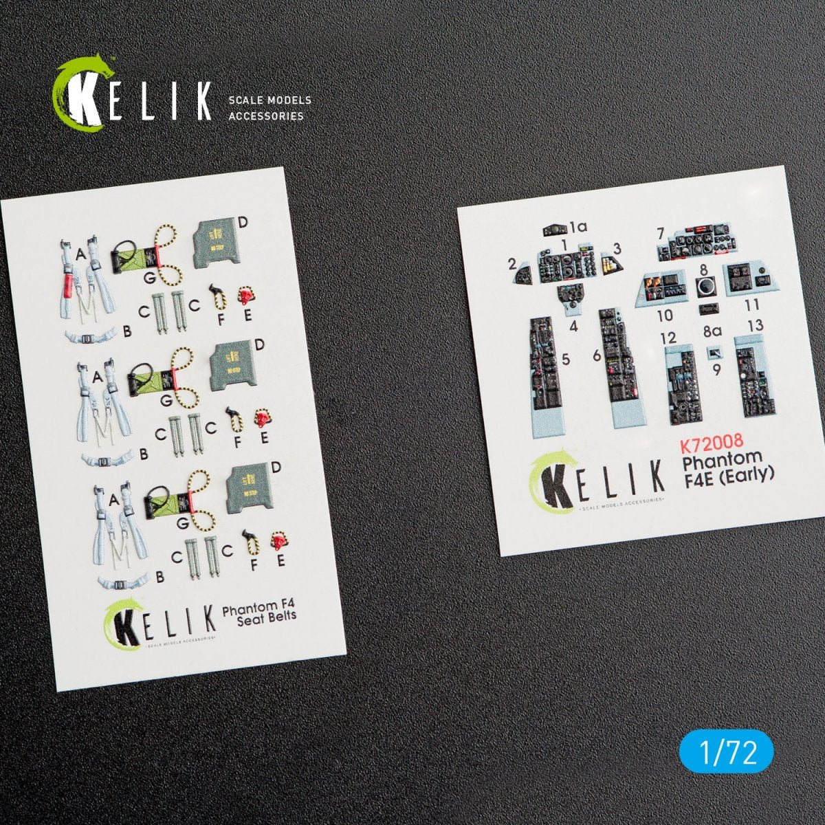 KELIK K72008 F-4E &amp;quot;PHANTOM II&amp;quot; INTERIOR 3D DECALS FOR FINEMOLDS KIT 1/72
