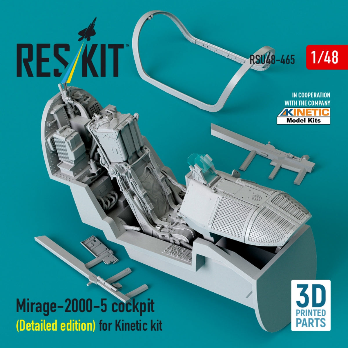 RESKIT RSU48-0465 Mirage-2000-5 cockpit (Detailed edition) for Kinetic kit (3D Printed) 1/48