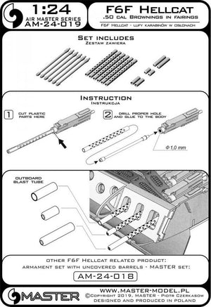 Master AM-24-019 F6F Hellcat - uzbrojenie typ późny (km-y Browning .50 cal z osłoniętą chłodnicą) 1/24 – zdjęcie 5