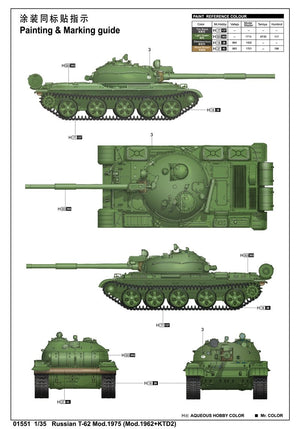 Trumpeter 01551 Russian T-62 Mod.1975 (Mod.1962+KTD2) – zdjęcie 3