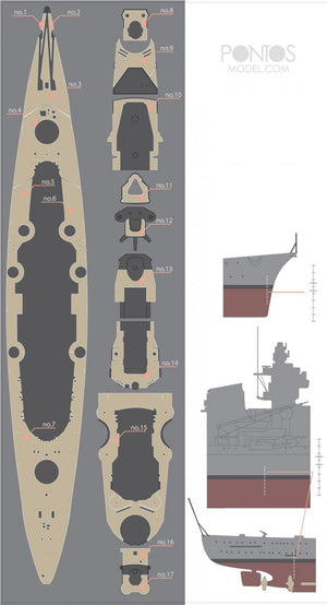 Pontos 35007WD1 DKM Tirpitz Wooden Deck set 1/350 – image 3
