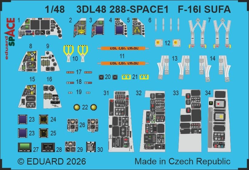 Eduard 3DL48288 Lockheed Martin F-16I Sufa - Space Set for Kinetic Kits 1/48