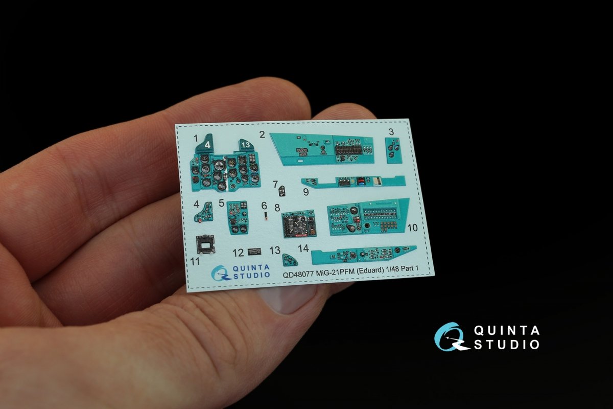Quinta Studio QD48077 MiG-21PFM 3D-Printed &amp;amp; colored Interior on decal paper (for Eduard kit) 1/48 – image 3