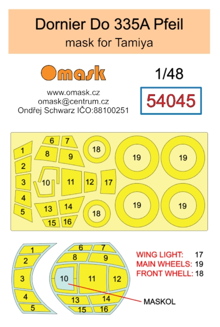 Omask 54045 Dornier Do 335A Pfeil mask (for Tamiya) 1/48 – image 2