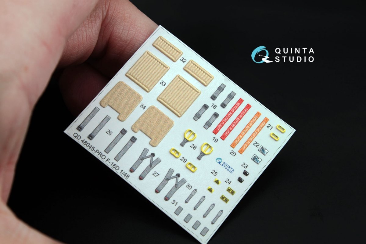 Quinta Studio QD48045 F-16D (block 30/40/50) 3D-Printed &amp;amp; colored Interior on decal paper (for Kinetic kit) 1/48 – image 4