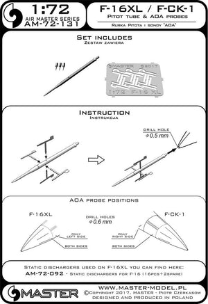 Master AM-72-131 F-16XL / F-CK-1 Prototypes Pitot tube &amp;amp; AOA Probes (1/72) – image 4