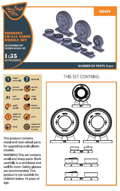 Clear Prop! CPA35002 CH-54A Tarhe wheels set for ICM kit 1/35 – image 2