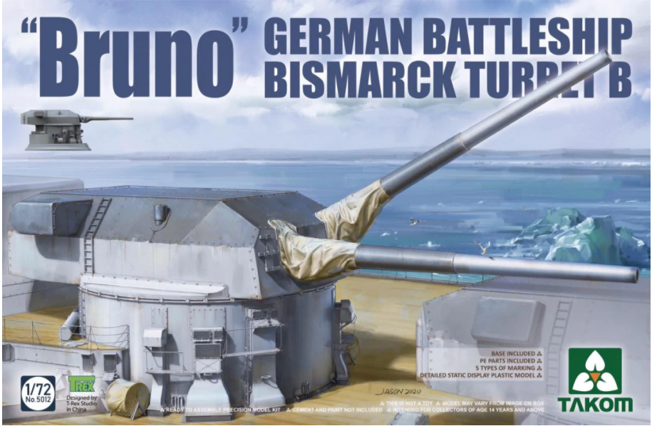 Takom 5012 'Bruno' German Battleship Bismarck Turret B 1/72