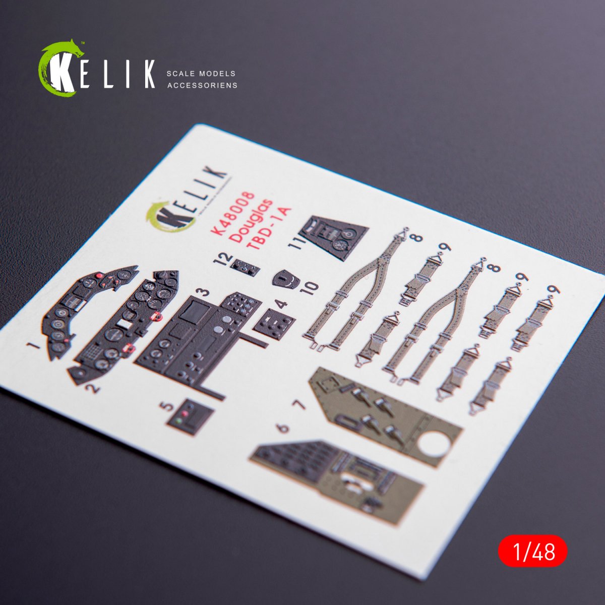 KELIK K48008 TBD-1A DOUGLAS INTERIOR 3D DECALS FOR GREAT WALL HOBBY KIT 1/48