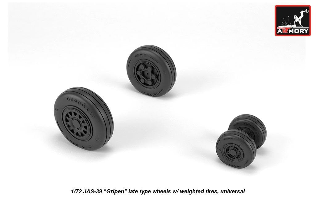 Armory Models AW72504 JAS-39 Gripen wheels w/ weighted tires, late 1/72