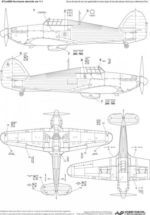 HobbyDecal ST48008V1 Hurricane stencils ver 1 1/48 – zdjęcie 2