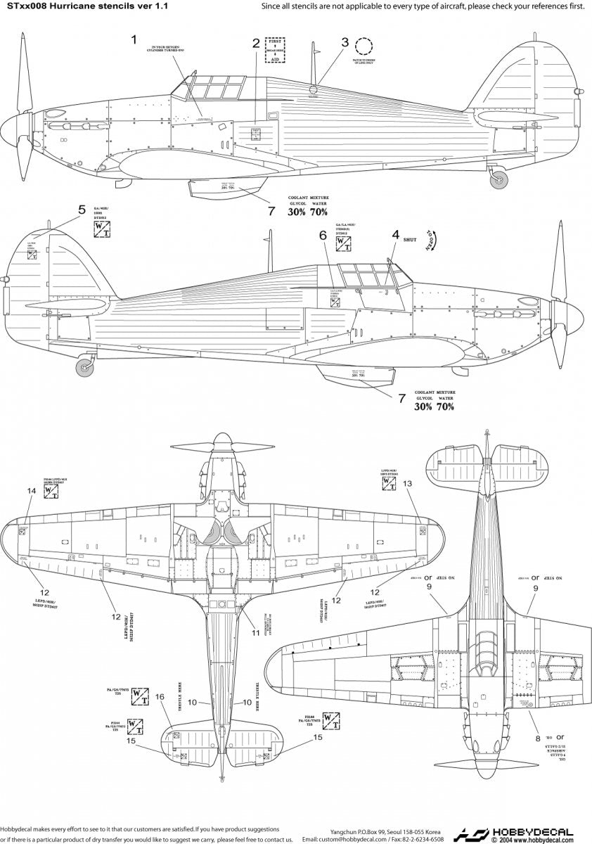 HobbyDecal ST48008V1 Hurricane stencils ver 1 1/48 – zdjęcie 2