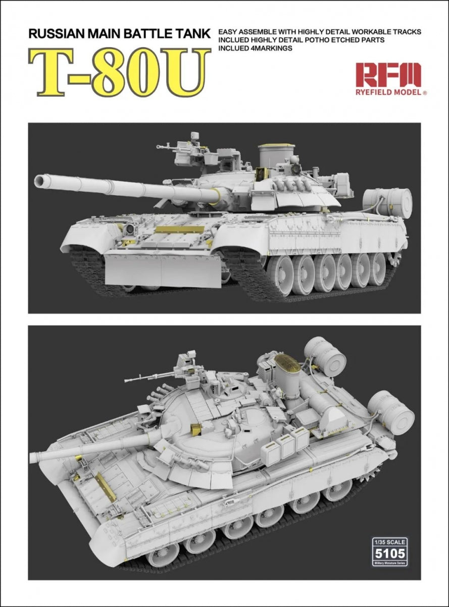 Rye Field Model 5105 Russian Main Battle Tank T-80U 1/35 – zdjęcie 5