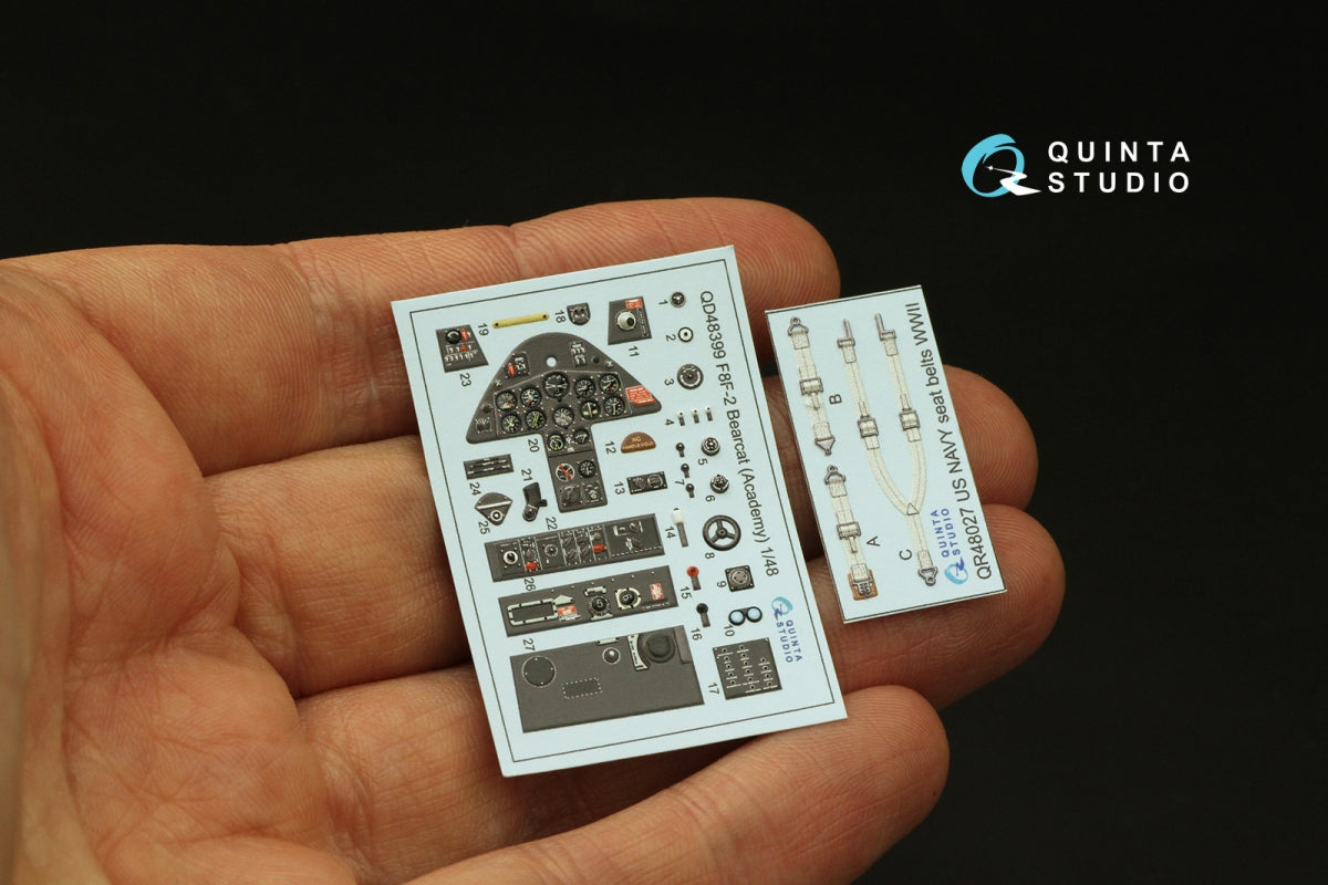 Quinta Studio QD48399 F8F-2 Bearcat 3D-Printed &amp;amp; coloured Interior on decal paper (Academy) 1/48 – zdjęcie 5