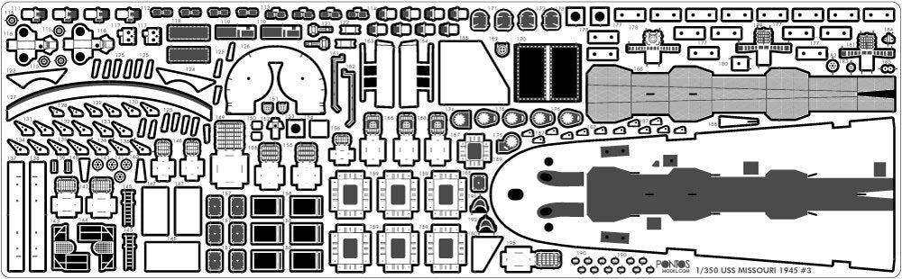 Pontos 35026FN USS BB-63 Missouri 1945 Detail Up Set (Teak tone stained wooden deck) 1/350 – image 21