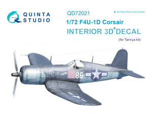 Quinta Studio QD72021 F4U-1D Corsair 3D-Printed &amp;amp; coloured Interior on decal paper (for Tamiya kit) 1/72