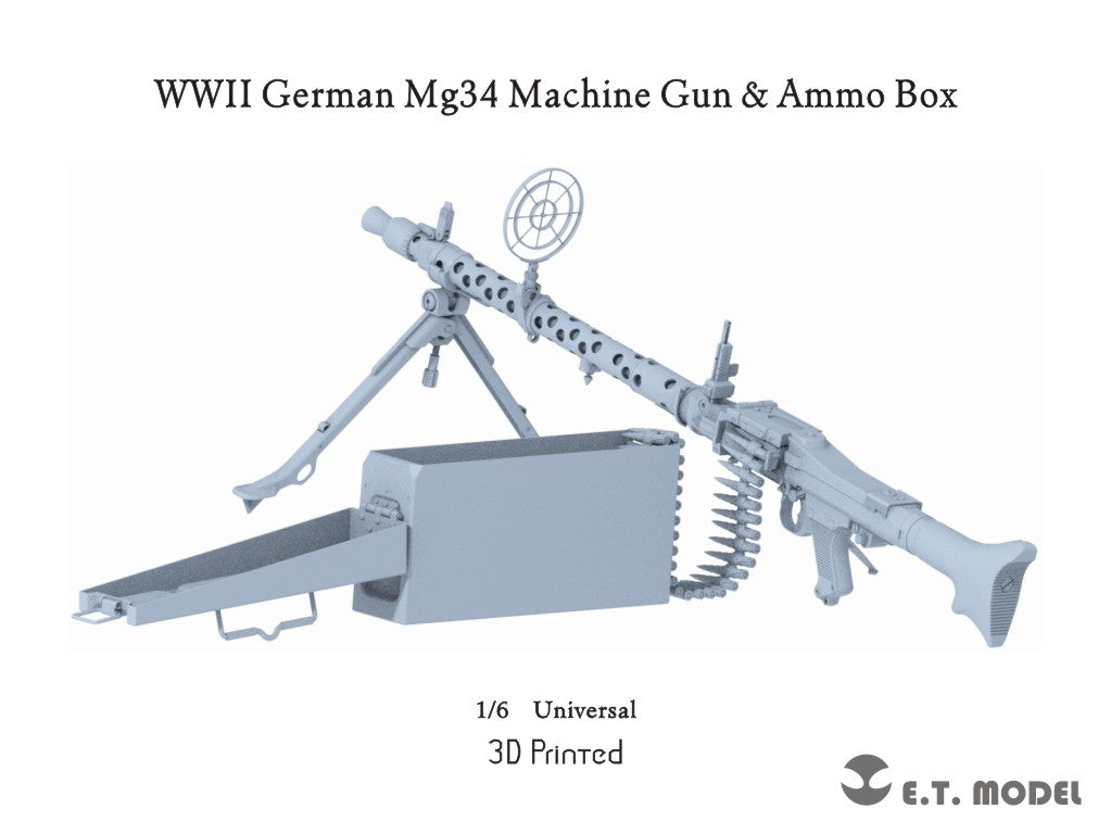 ET Model P06-002 WWII German Mg34 Machine Gun Ammo Box (3D Printed) 1/6