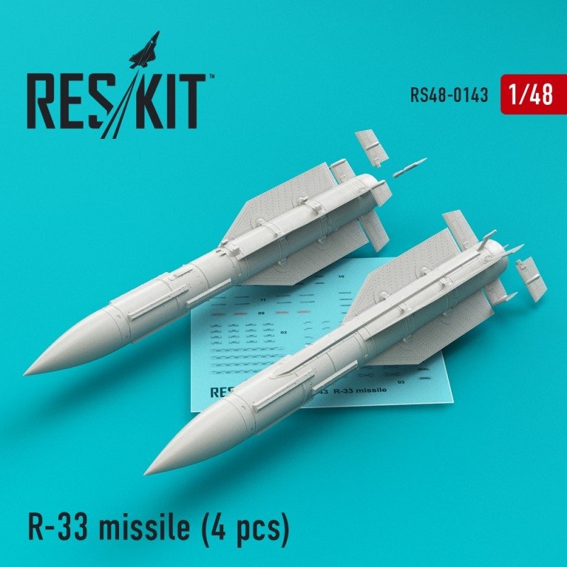 RESKIT RS48-0143 R-33 missile (4 pcs) 1/48 for MiG-31 1/48