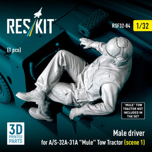 RESKIT RSF32-0084 Male driver for A/S-32A-31A "Mule" Tow Tractor (scene 1) (1 pcs) (3D Printed) 1/32