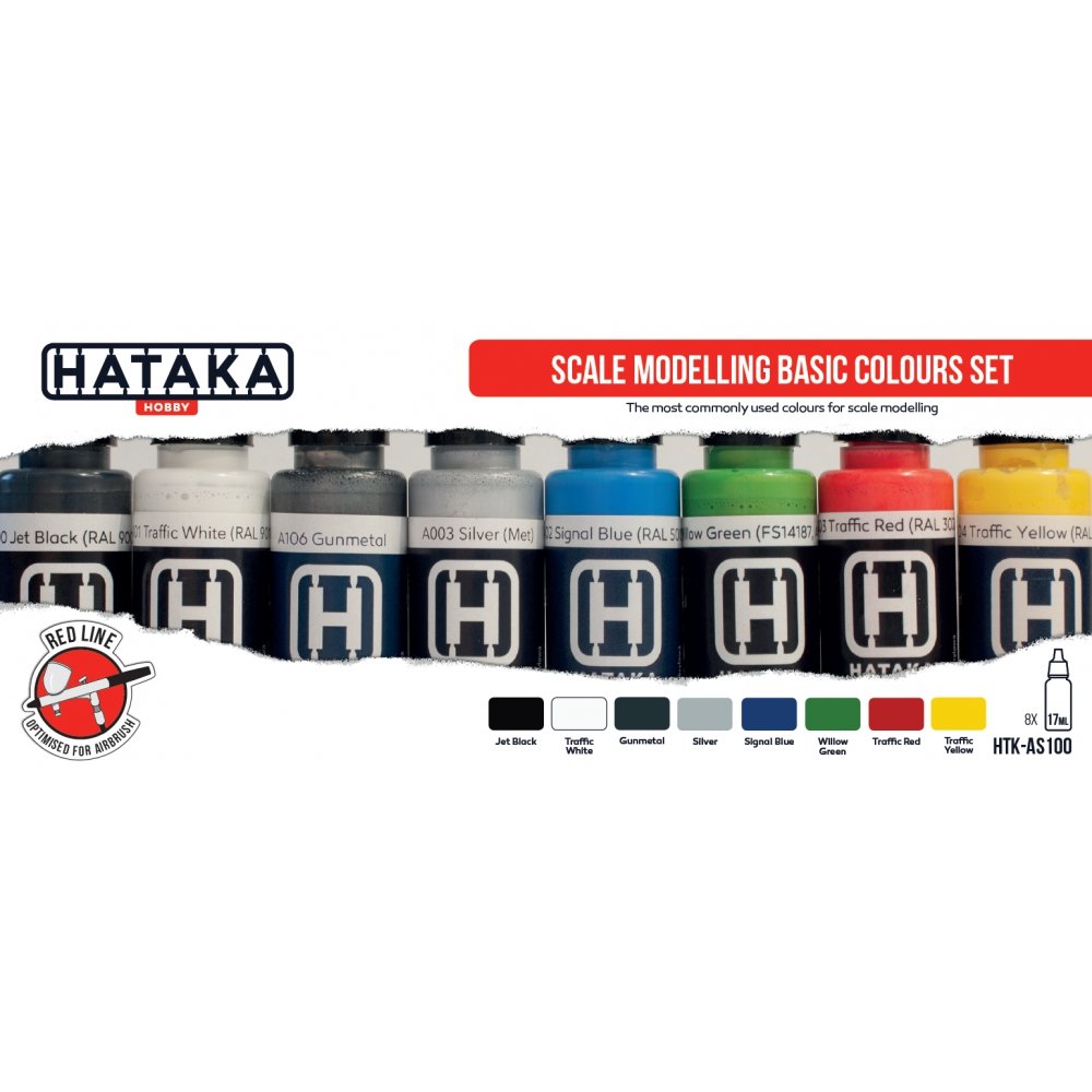 Hataka HTK-AS100 Scale Modelling Basic Colours set (8x17ml) – immagine 2