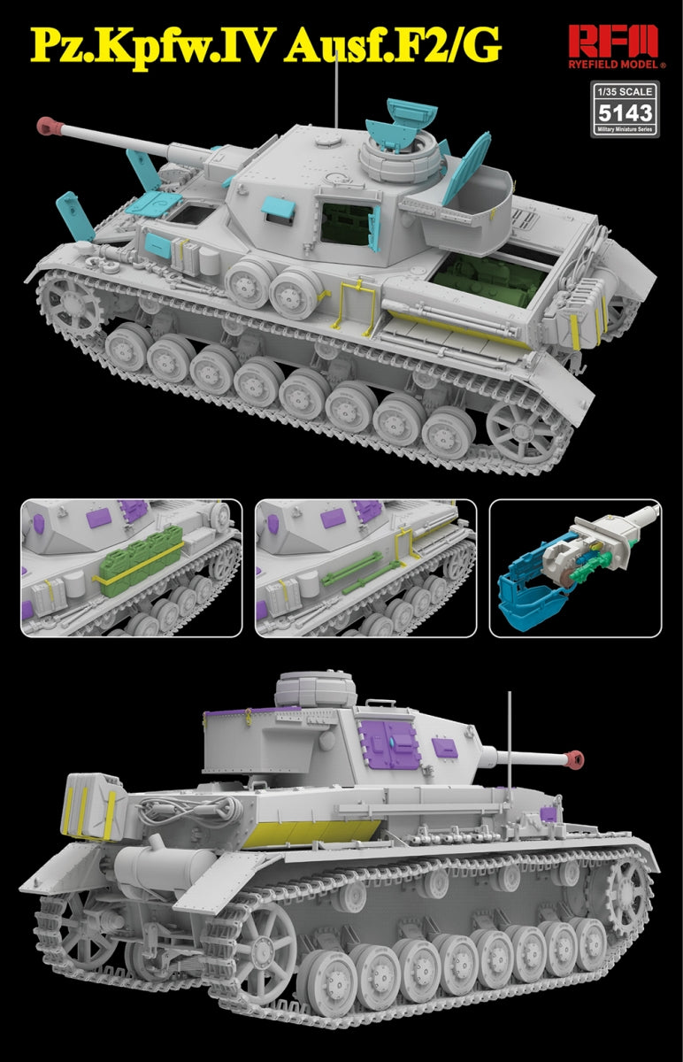 Rye Field Model 5143 Pz.Kpfw.IV Ausf.F2/G w/Engine &amp;amp; workable tracks 1/35 – zdjęcie 2