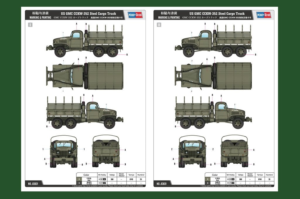 Hobby Boss 83831 US GMC CCKW-352 Steel Cargo Truck 1/35 – zdjęcie 2