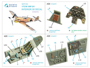 Quinta Studio QD72102 BF 109F-2/4 3D-Printed &amp;amp; coloured Interior on decal paper (Eduard) 1/72 – zdjęcie 2