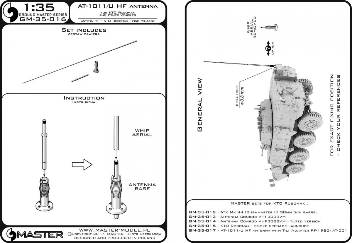 Master GM-35-016 Modern AFV Antenna AT-1011/U HF for KTO Rosomak and other vehicles 1/35 – zdjęcie 5