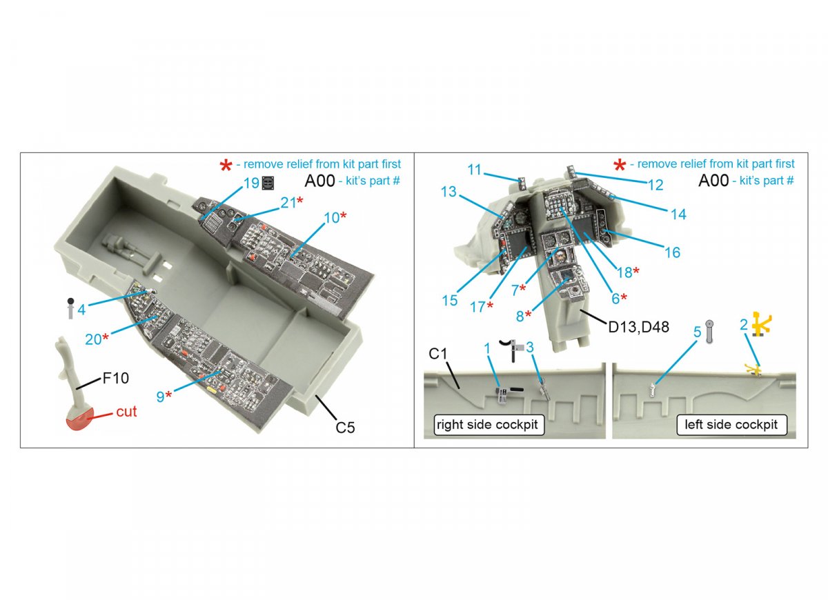 Quinta Studio QDS-48388 F-16A MLU 3D-Printed &amp;amp; coloured Interior on decal paper (Kinetic) (Small version) 1/48 – zdjęcie 2