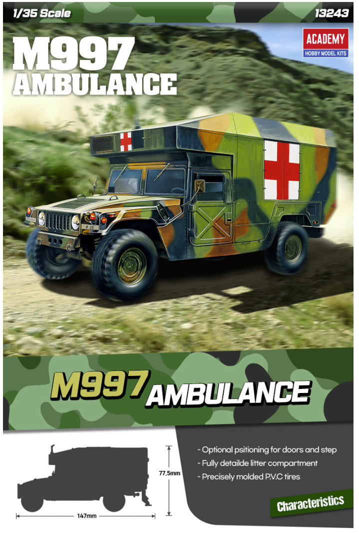 Academy 13243 M997 Humvee Maxi Ambulance 1/35 – zdjęcie 2