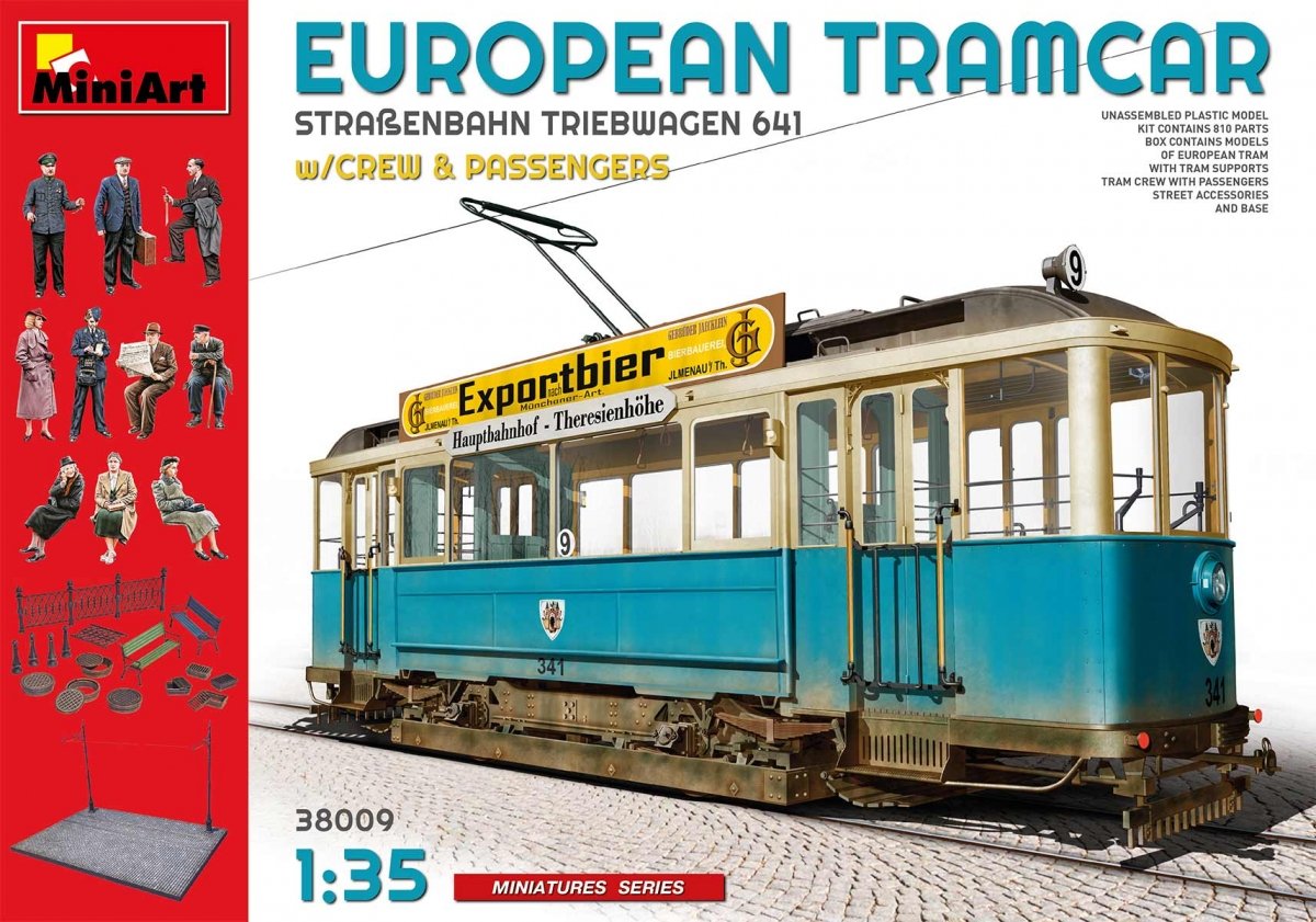 Miniart 38009 European Tramcar - Straßenbahn-Triebwagen 641 w/crew & passengers 1/35