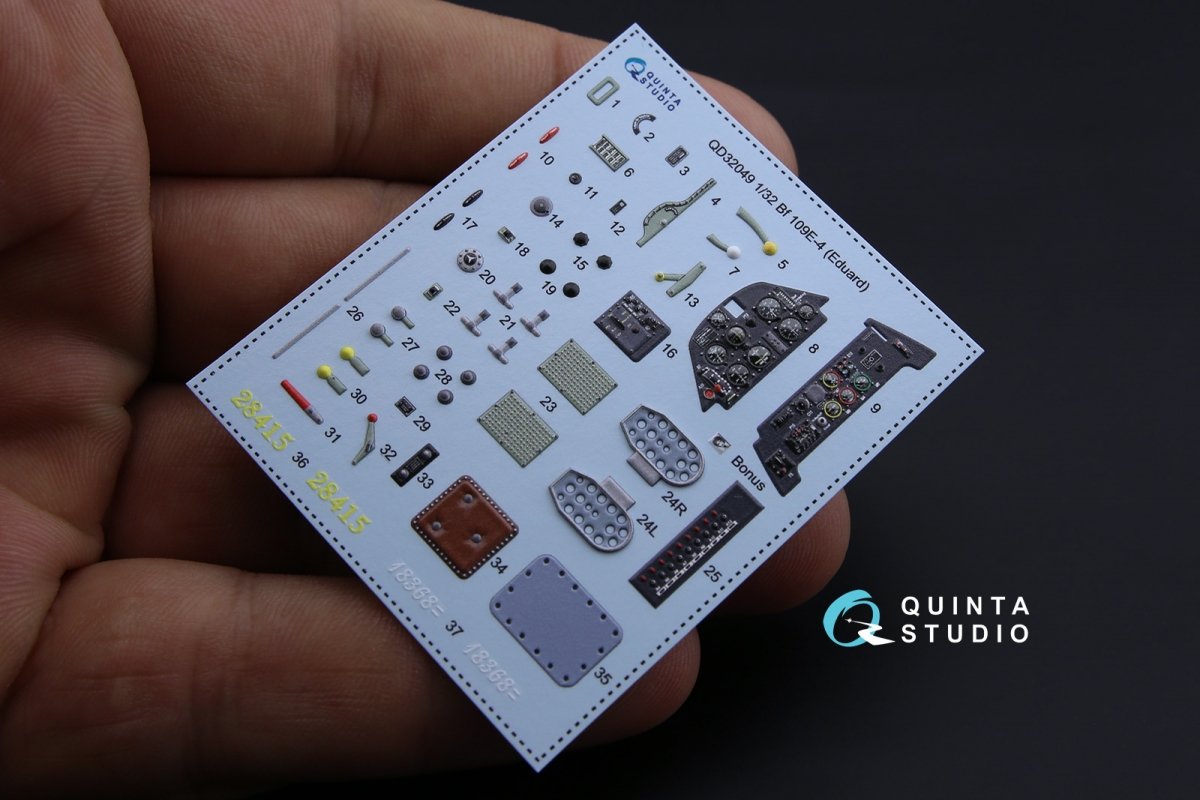 Quinta Studio QD32049 Bf 109E-4 3D-Printed &amp;amp; colored Interior on decal paper (for Eduard kit) 1/32 – image 4