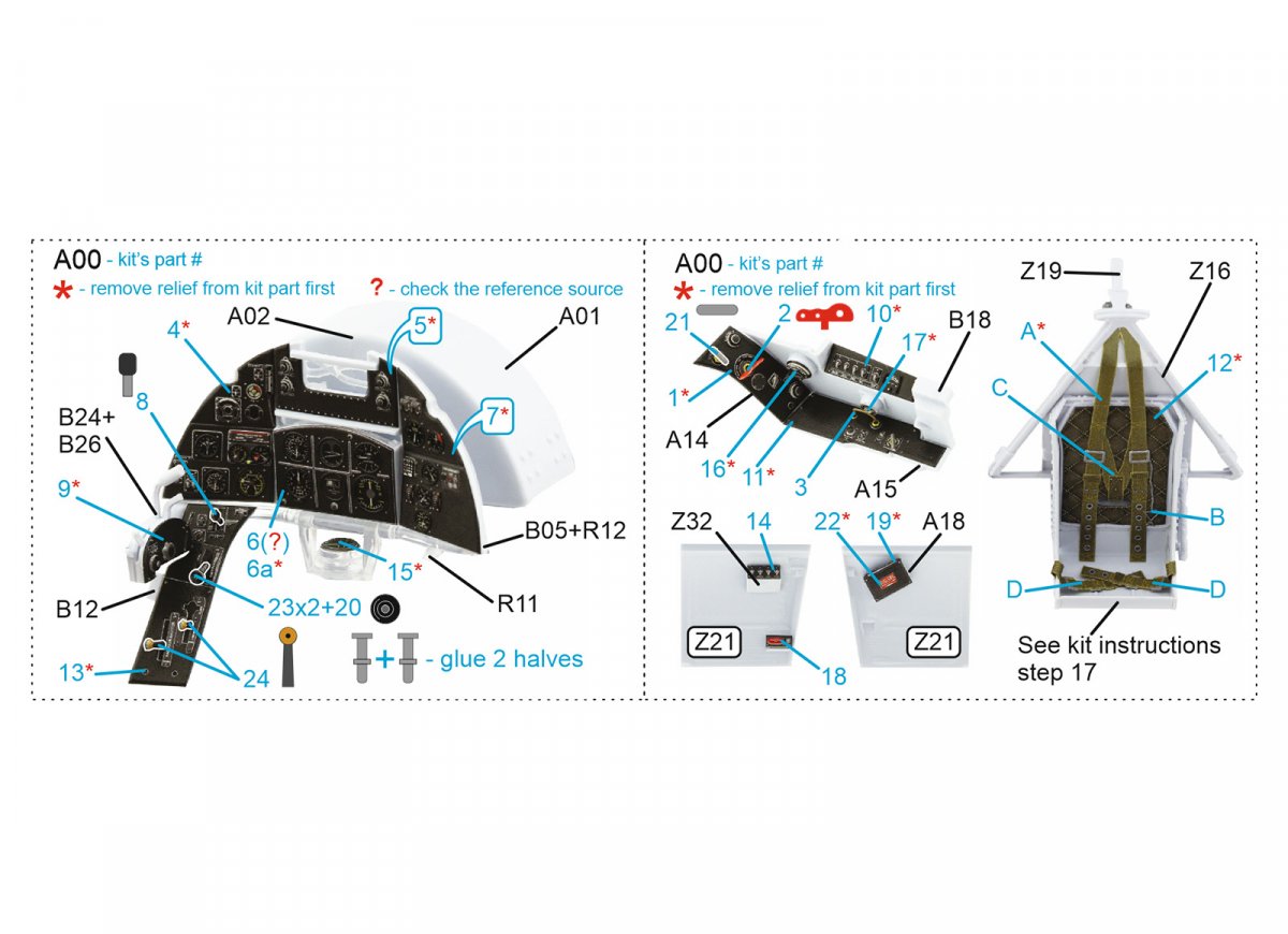 Quinta Studio QD24002 Hawker Typhoon (Car Door) 3D-Printed &amp;amp; coloured Interior on decal paper (Airfix) 1/24 – zdjęcie 12