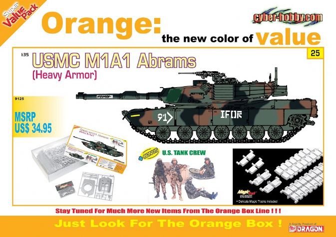 Cyber ​​Hobby 9125 USMC M1A1 Abrams (Heavy Armor) US Tank Crew 1/35