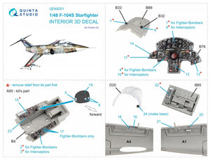 Quinta Studio QD48201 F-104S 3D-Printed &amp;amp; coloured Interior on decal paper (Kinetic) 1/48 – zdjęcie 2