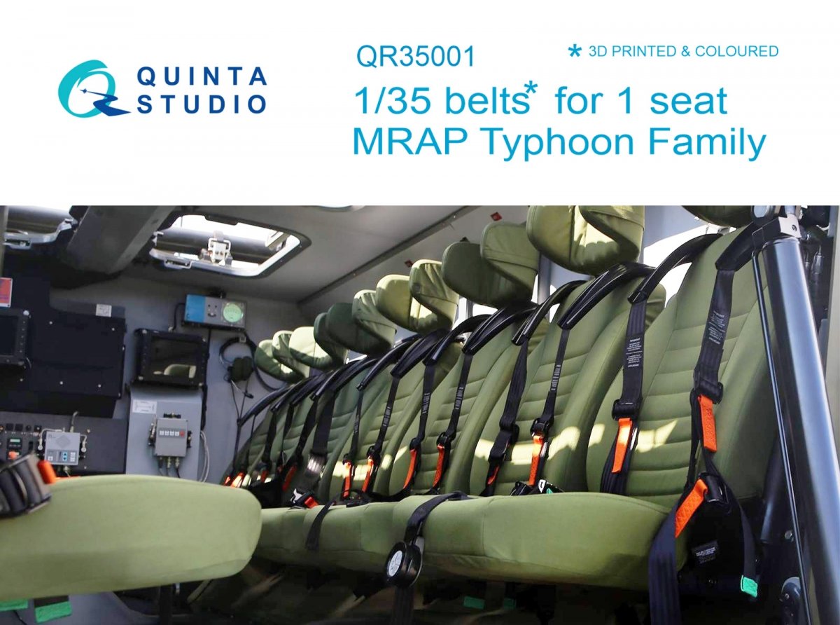 Quinta Studio QR35001 MRAP Typhoon Family belts for 1 seat, 3D-Printed &amp; colored on decal paper (for all kits) 1/35