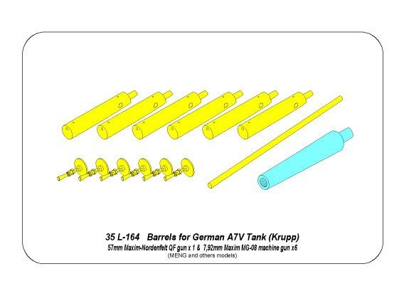 Aber 35L-164 Barrels for German WWI A7V Tank 1/35 – zdjęcie 10