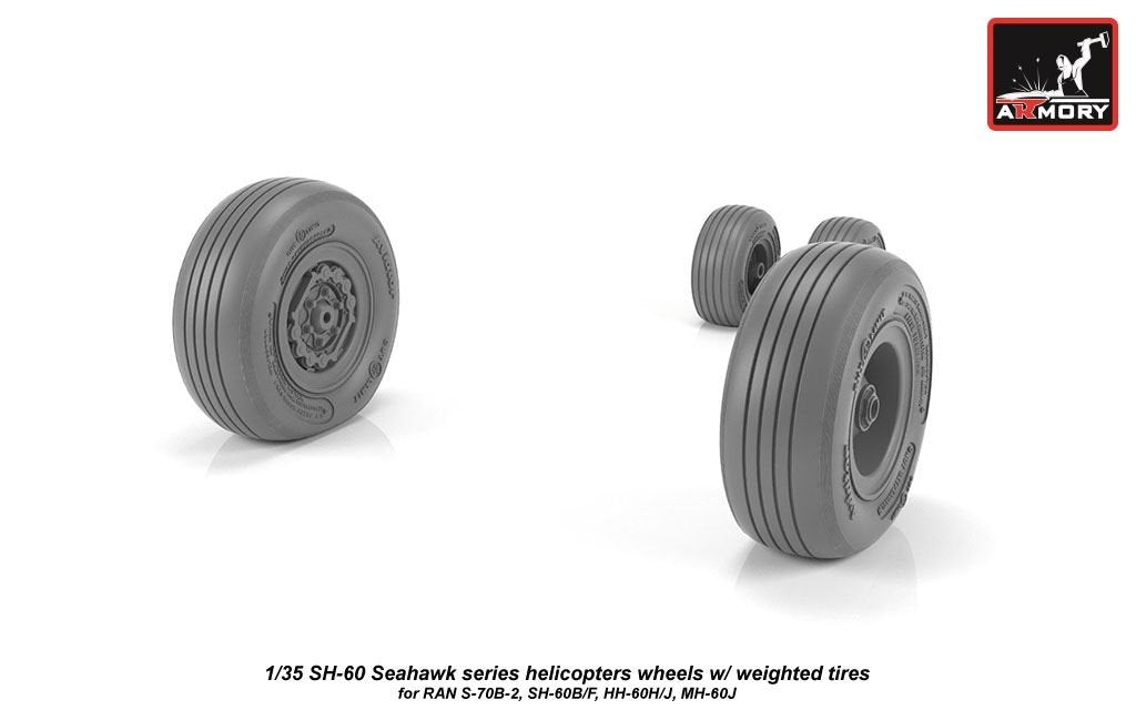 Armory Models AW35302 SH-60 Seahawk wheels w/ weighted tires 1/35 – image 2
