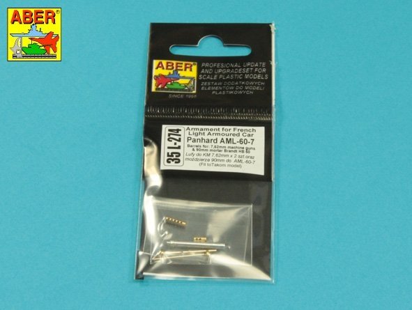 Armement Aber 35L-274 pour automitrailleuse légère française AML-60-7 : 2 canons Macxhine de 7,62 mm, 1 mortier de 90 mm à l'échelle 1/35.