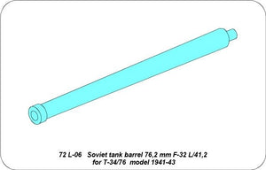 Aber 72L-06 Lufa 76,2 mm F-32 L/41,2 do radzieckich czołgów T-34/76 model 41/43 / Soviet tank barrel 76,2mm F-32 L/41,2 for T-34/76 model 1941-43 1/72 – zdjęcie 3