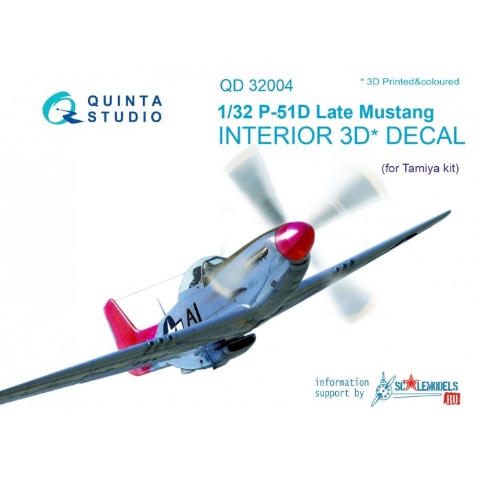 Quinta Studio QD32004 P-51D (Late) 3D-Printed &amp;amp; coloured Interior on decal paper (for Tamiya kit) 1/32