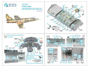 Quinta Studio QD32247 F-104C 3D-Printed &amp;amp; coloured Interior on decal paper (Italeri) 1/32 – zdjęcie 7
