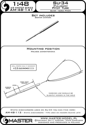 Master AM-48-141 Su-34 (Fullback) Pitot Tube 1/48 – zdjęcie 4