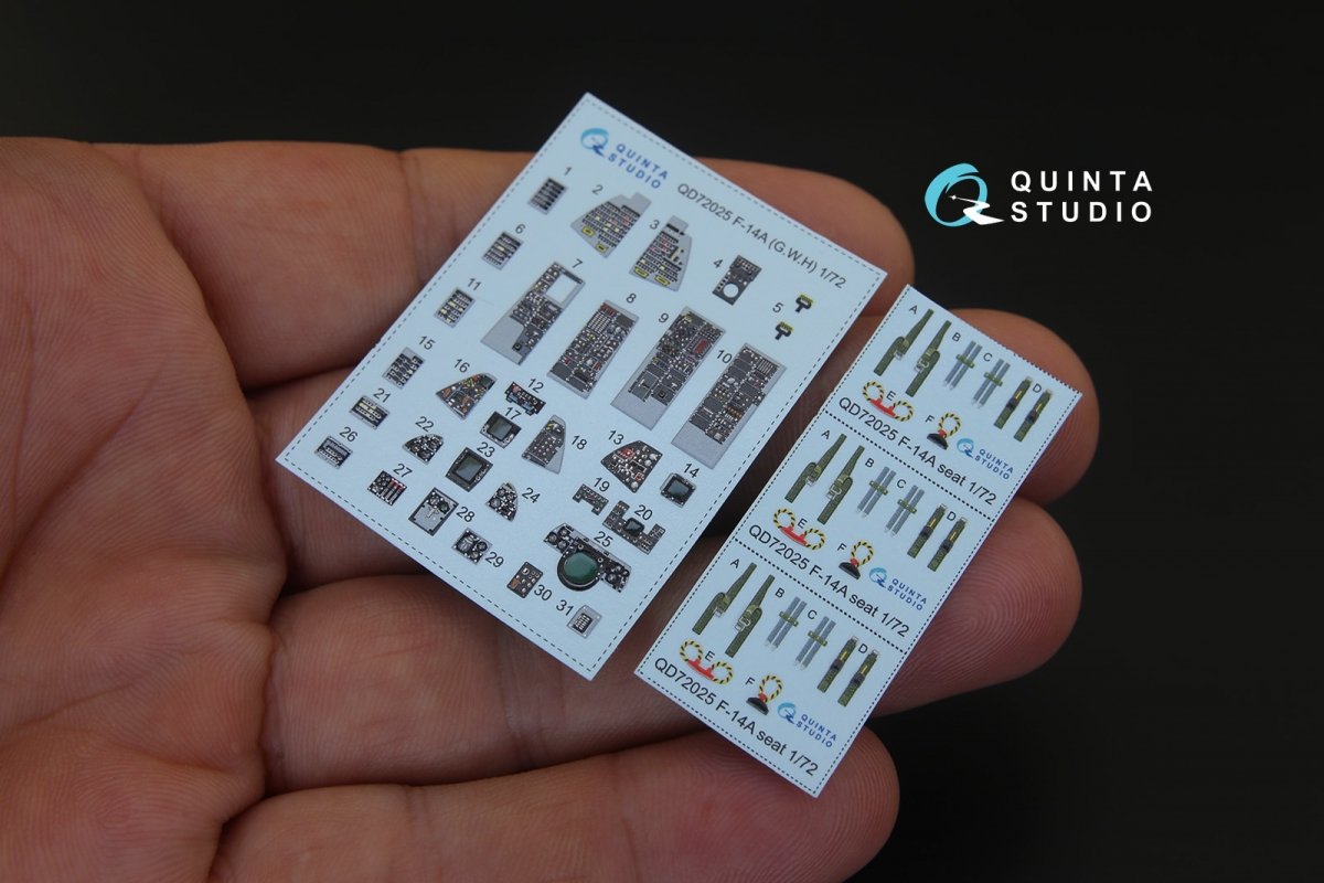 Quinta Studio QD72025 F-14A 3D-Printed &amp;amp; coloured Interior on decal paper (for GWH kit) 1/72 – zdjęcie 2