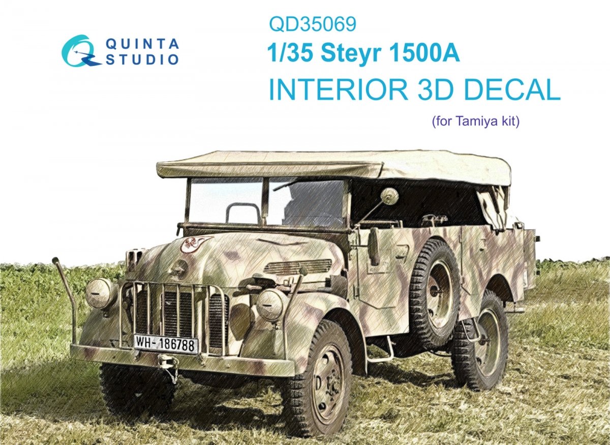 Quinta Studio QD35069 Steyr 1500A 3D-Printed &amp;amp; coloured Interior on decal paper (Tamiya) 1/35