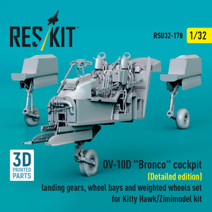 RESKIT RSU32-0170 Cockpit OV-10D « Bronco » (Édition détaillée), train d&amp;#39;atterrissage, puits de roues et jeu de roues lestées pour maquette Kitty Hawk/Zimimodel (Impression 3D) 1/32  – image 3