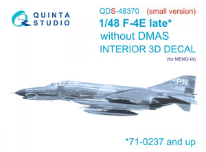 Quinta Studio QDS-48370 F-4E late without DMAS 3D-Printed &amp;amp; colored Interior on decal paper (Meng) (Small version) 1/48