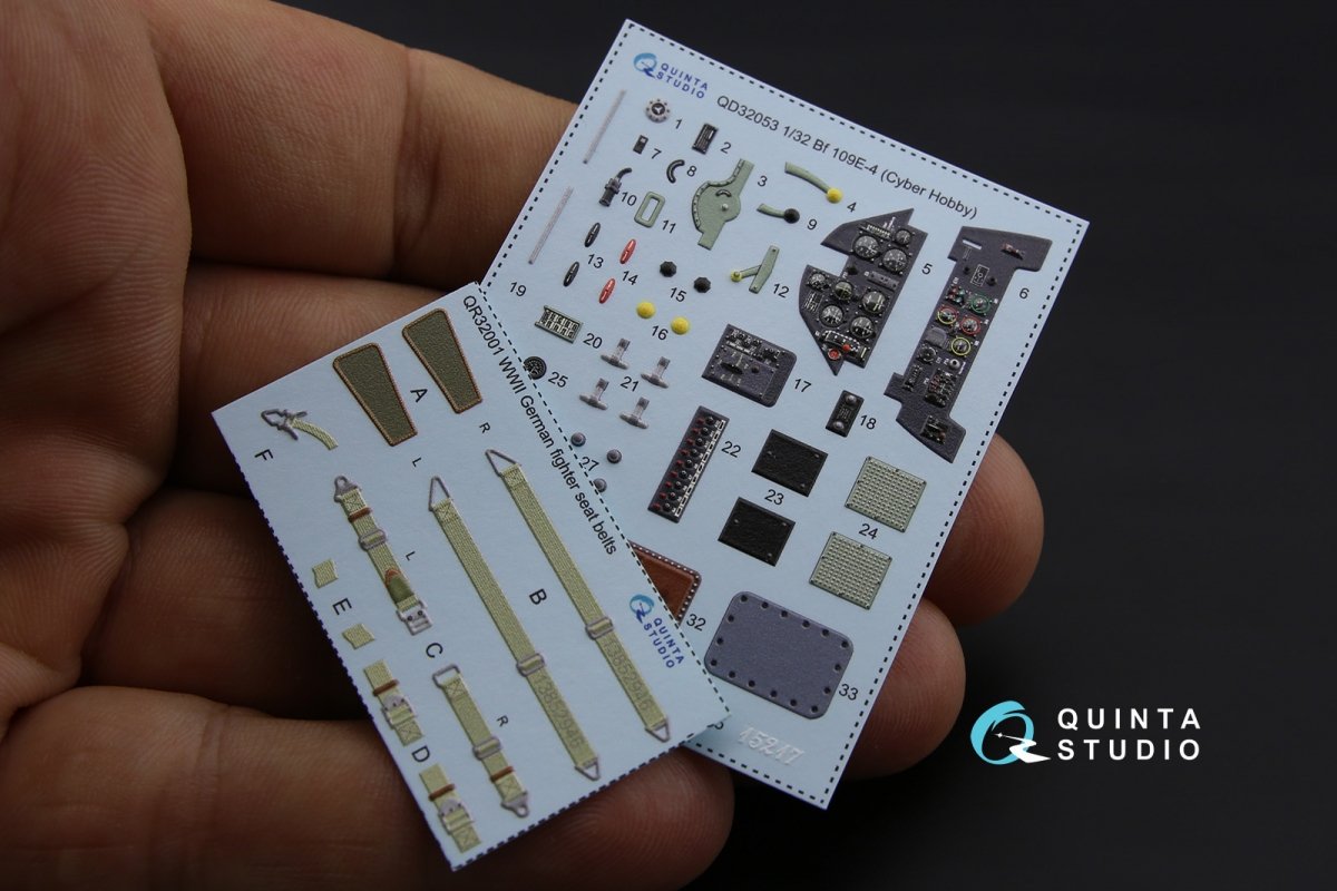 Quinta Studio QD32053 Bf 109E-4 3D-Printed &amp;amp; colored Interior on decal paper (for Cyber-hobby/Dragon kit) 1/32 – image 3