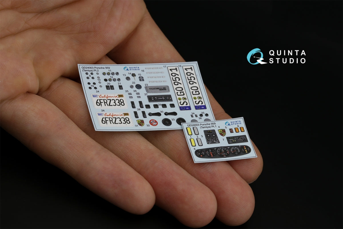 Quinta Studio QD24003 Porsche 959 3D-Printed &amp;amp; colored Interior on decal paper (Tamiya) 1/24 – image 3