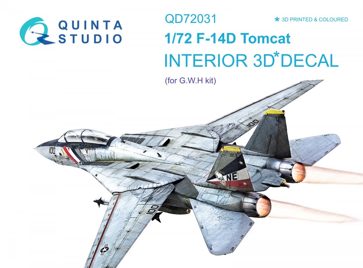 Quinta Studio QD72031 F-14D 3D-Printed & coloured Interior on decal paper (GWH) 1/72